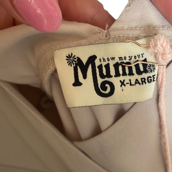 Show mr Your Mumu Liz Maxi Dress Soft Beige chiffon Size Extra Large NWT - Picture 8 of 9